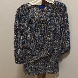 Apt. 9 Women's Black and Gold Patterned Blouse